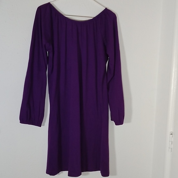 Purple Dress or Long Top with Embroided Flowers on front Size 14 / 16 - Picture 7 of 7
